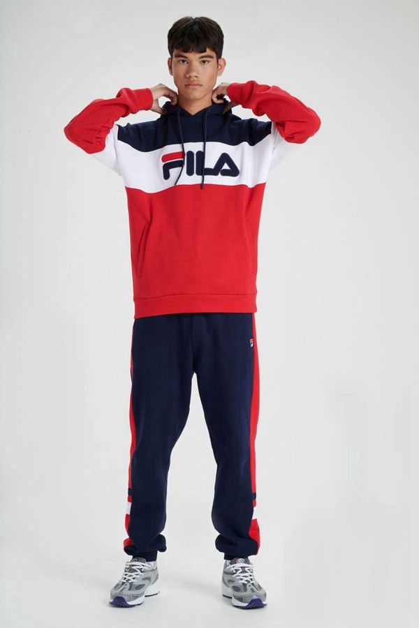 Fila Rayton Fleece Men's Hoodies - Navy/White/Red,NZ 801-39850